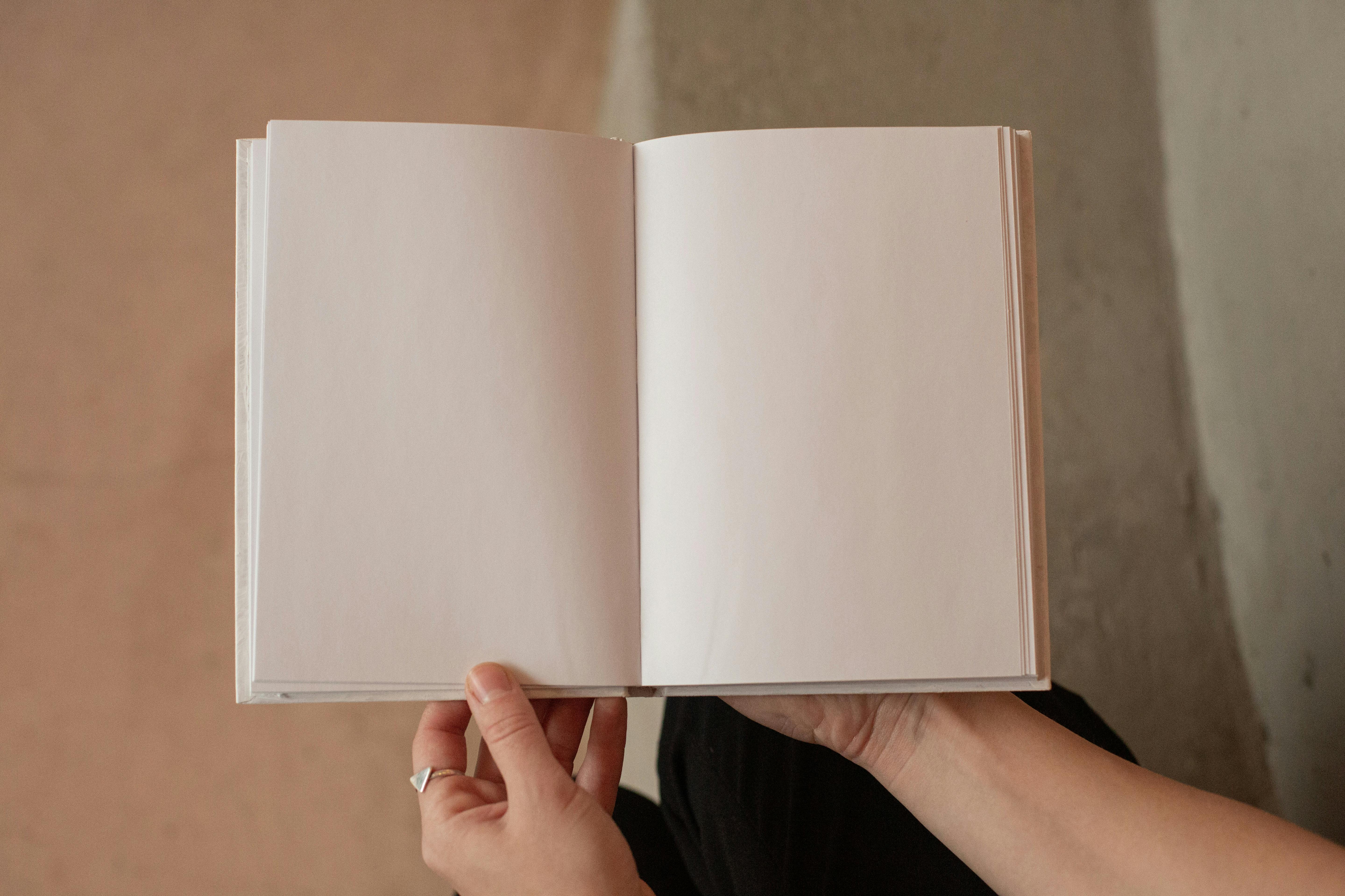 an empty book showing space for a singular storyline